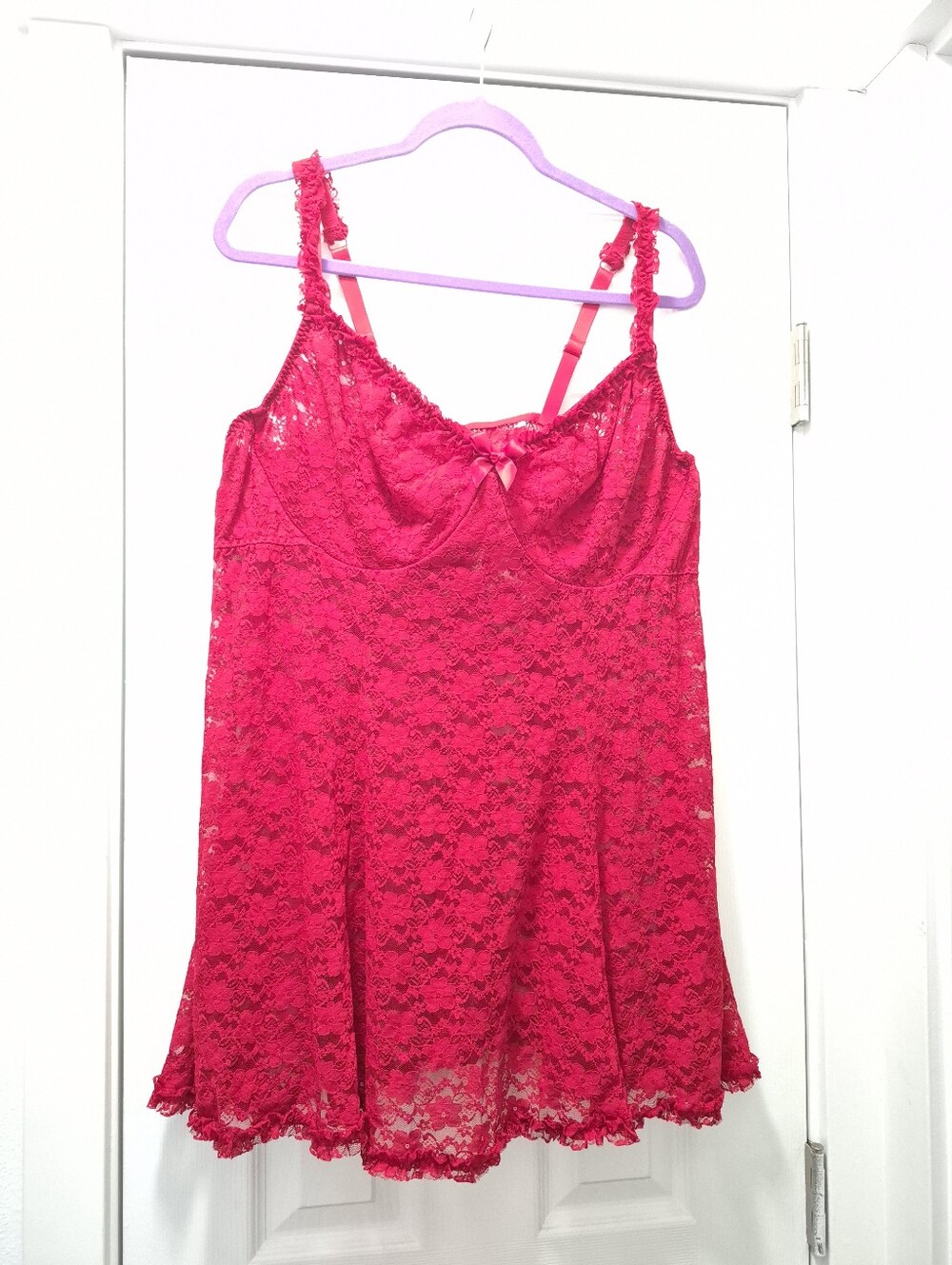 Women's Red Lace Chemise Nightdress